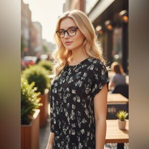 Simply Vera Vera Wang Batik Style Short Sleeve Women’s Blouse. Size Large.